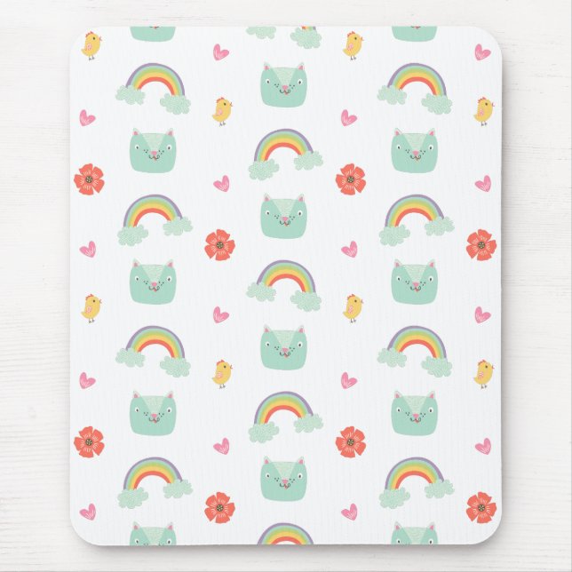 Tecknad Rainbow Cat Mönster Musmatta (Framsidan)