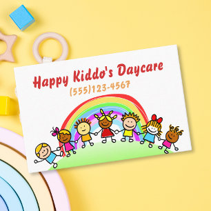Tecknad Rainbow Daycare Childcare Affärskort Visitkort