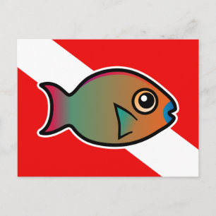 Tecknad Rainbow Parrotfish Dive Flagga Vykort