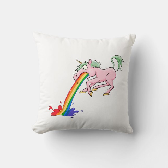 Tecknad Rainbow Unicorn Kudde (Framsida)