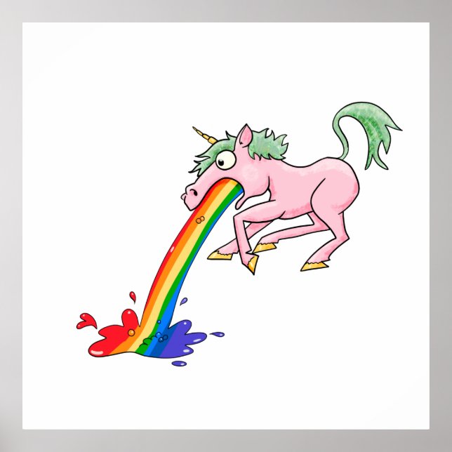 Tecknad Rainbow Unicorn Poster (Framsidan)