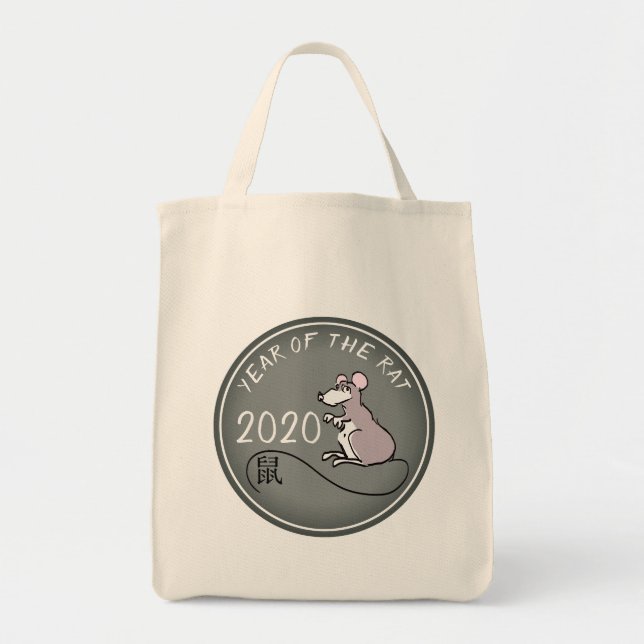 Tecknad Råtta kinesiska nyår 2020 Gorcery TB Tygkasse (Framsidan)