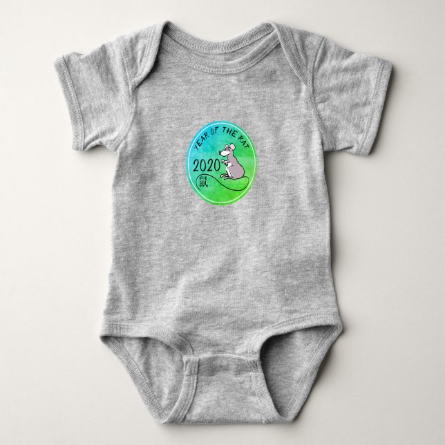 Tecknad Råtta kinesiska nyårsjubileum 2020 Baby T Shirt (Framsida)