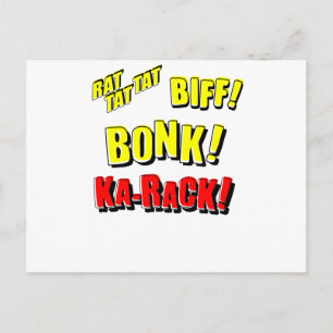 Tecknad RÅTTA TAT TAT, BIFF! BONK! KA-RACK! Vykort