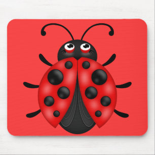 Tecknad Red Black Ladybug Mousemat Musmatta