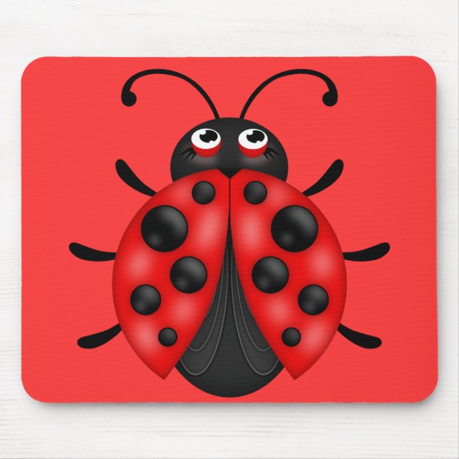 Tecknad Red Black Ladybug Mousemat Musmatta (Framsidan)