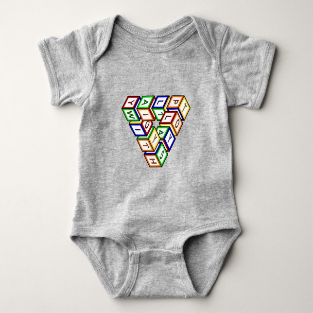 Tecknad Red Blue Gult Grönt Leksak Blockerar bild T Shirt (Framsida)