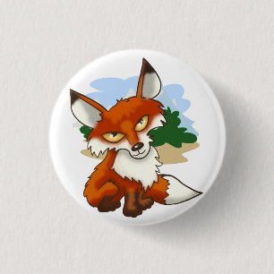Tecknad Red Fox Knapp