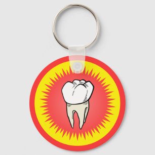 Tecknad Red White Extract Molar Starburst Nyckelring