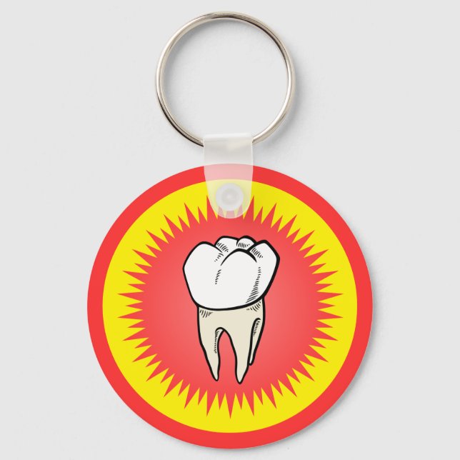 Tecknad Red White Extract Molar Starburst Nyckelring (Framsida)