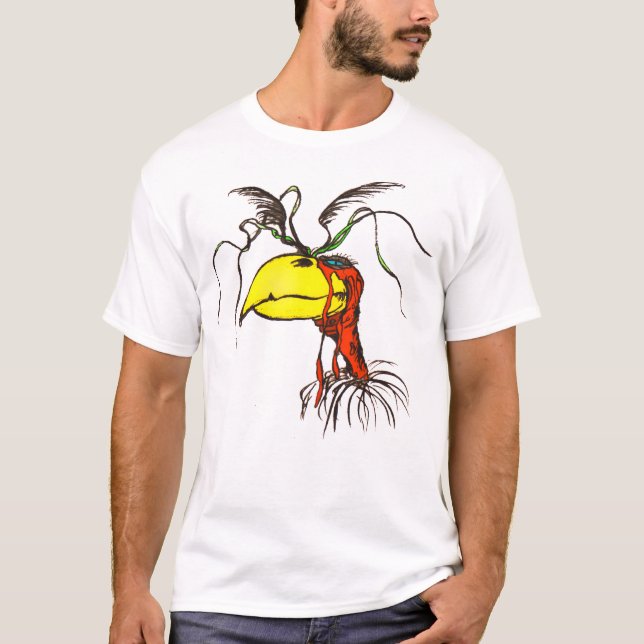 Tecknad Rednacken Vculture Bird T Shirt (Framsida)
