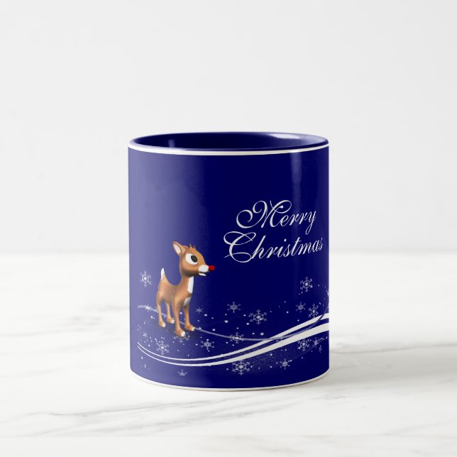 Tecknad Reindeer jul Två-Tonad Mugg (Center)