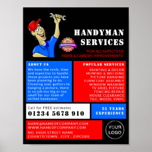 Tecknad Reparatör, Handyman Reklamation Poster