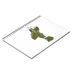 Tecknad retro fighter flygplan anteckningsbok