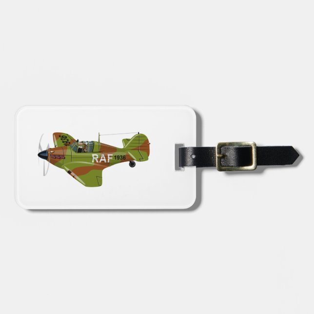 Tecknad retro fighter flygplan bagagebricka (Horisontell Framsida)