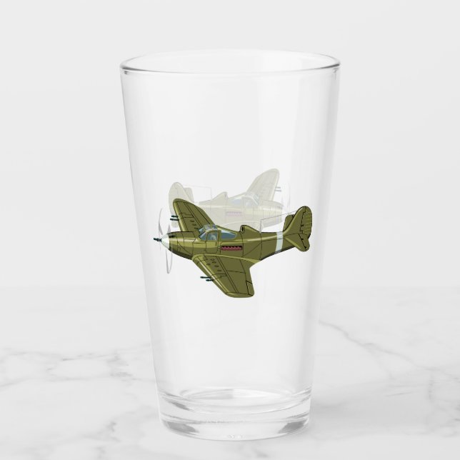 Tecknad retro fighter flygplan glaskopp (Framsida)