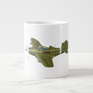 Tecknad retro fighter flygplan jumbo mugg
