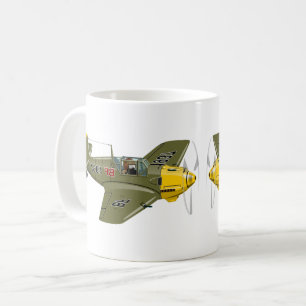 Tecknad retro fighter flygplan kaffemugg