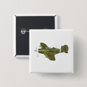 Tecknad retro fighter flygplan knapp