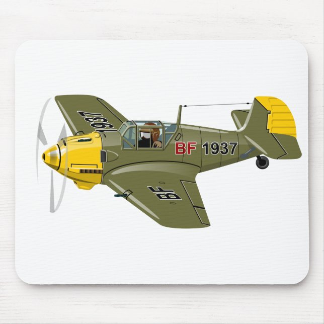 Tecknad retro fighter flygplan musmatta (Framsidan)