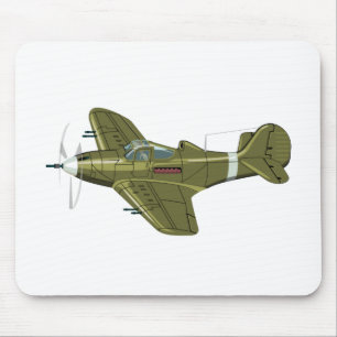 Tecknad retro fighter flygplan musmatta