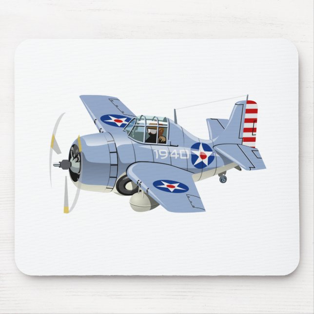 Tecknad retro fighter flygplan musmatta (Framsidan)