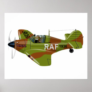 Tecknad retro fighter flygplan poster