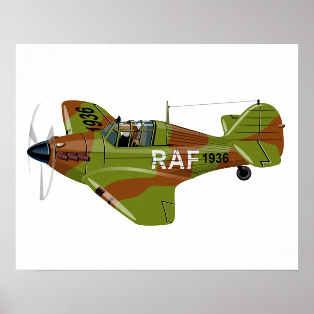Tecknad retro fighter flygplan poster (Framsidan)