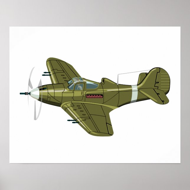 Tecknad retro fighter flygplan poster (Framsidan)