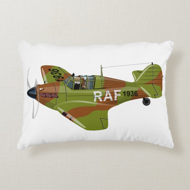 Tecknad retro fighter flygplan prydnadskudde (Framsidan)