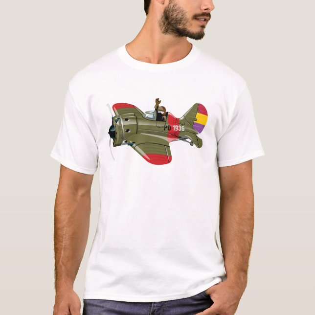 Tecknad retro fighter flygplan t shirt (Framsida)