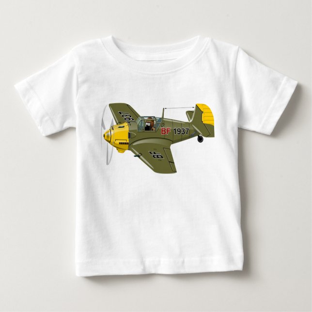 Tecknad retro fighter flygplan t shirt (Framsida)