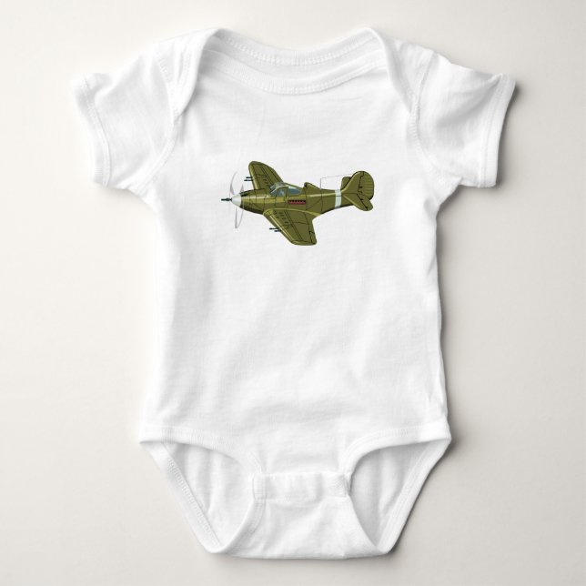 Tecknad retro fighter flygplan t shirt (Framsida)