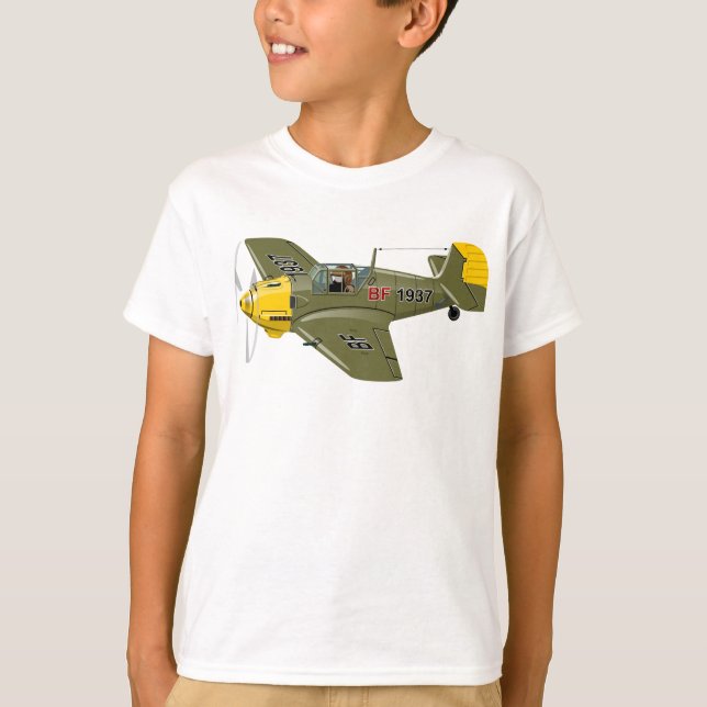 Tecknad retro fighter flygplan t shirt (Framsida)