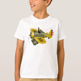 Tecknad retro fighter flygplan t shirt