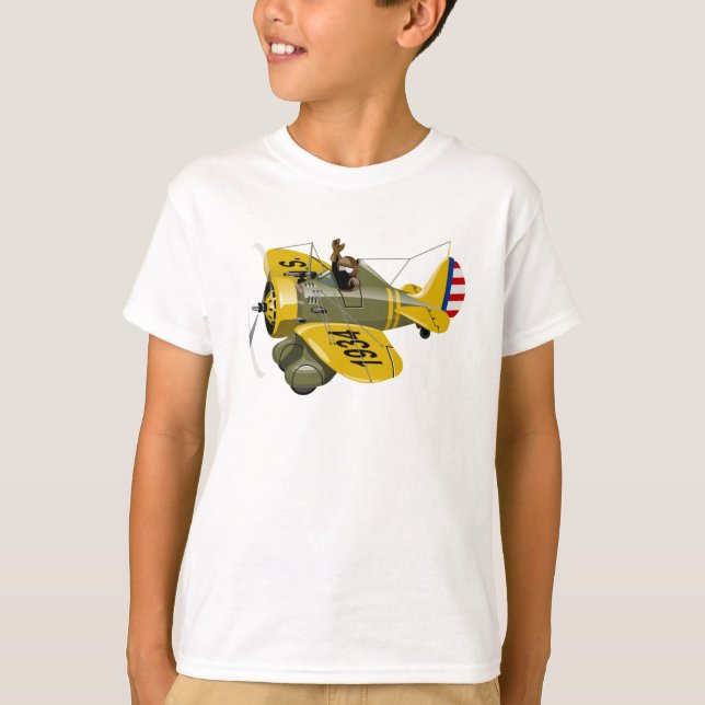 Tecknad retro fighter flygplan t shirt (Framsida)
