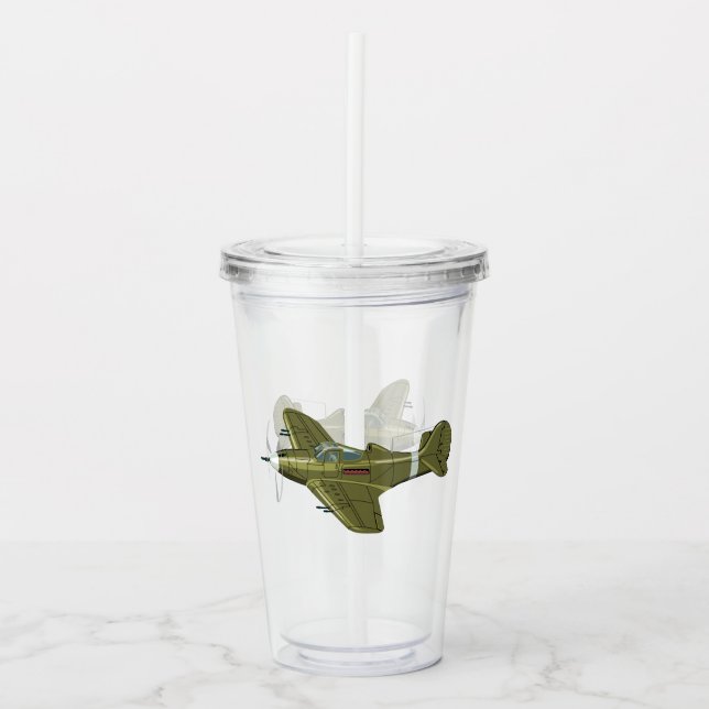 Tecknad retro fighter flygplan take away mugg (Framsida)