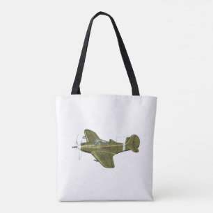 Tecknad retro fighter flygplan tygkasse