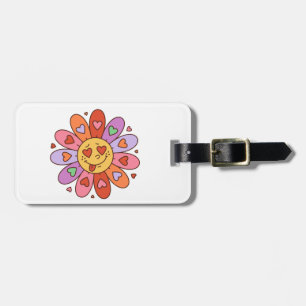 tecknad retro groovy hippie älskare daisy blomma bagagebricka