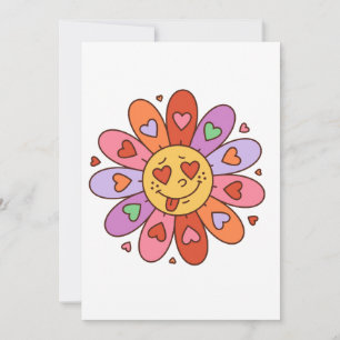 tecknad retro groovy hippie älskare daisy blomma julkort