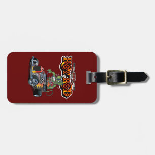 Tecknad retro hot rod bagagebricka