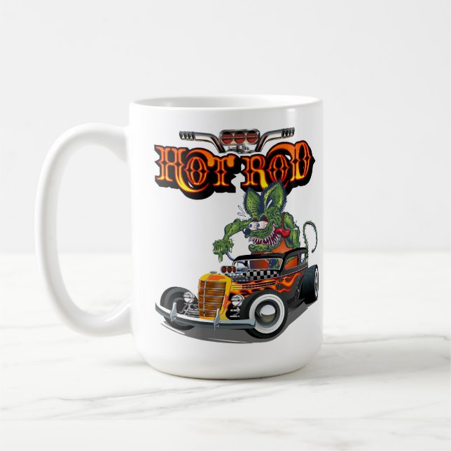 Tecknad retro hot rod kaffemugg (Vänster)