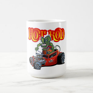 Tecknad retro hot rod kaffemugg