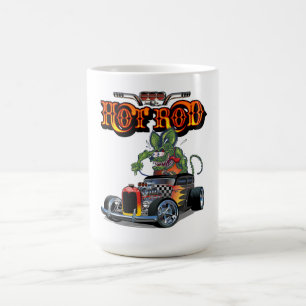 Tecknad retro hot rod kaffemugg