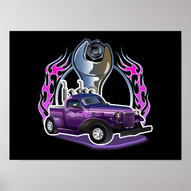 Tecknad retro hot rod poster (Framsidan)