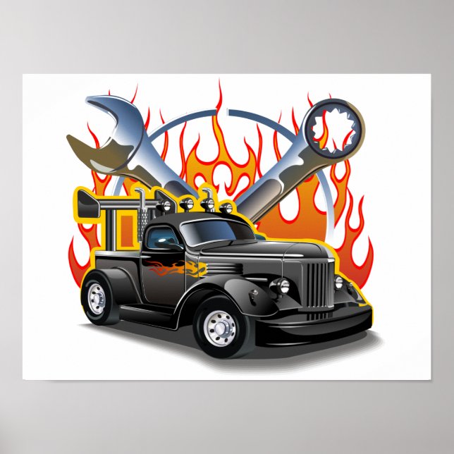 Tecknad retro hot rod poster (Framsidan)