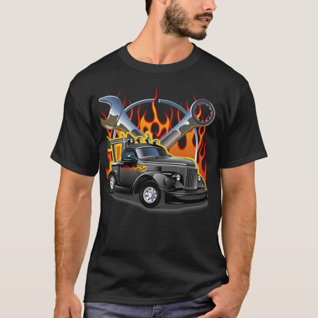 Tecknad retro hot rod t shirt (Framsida)