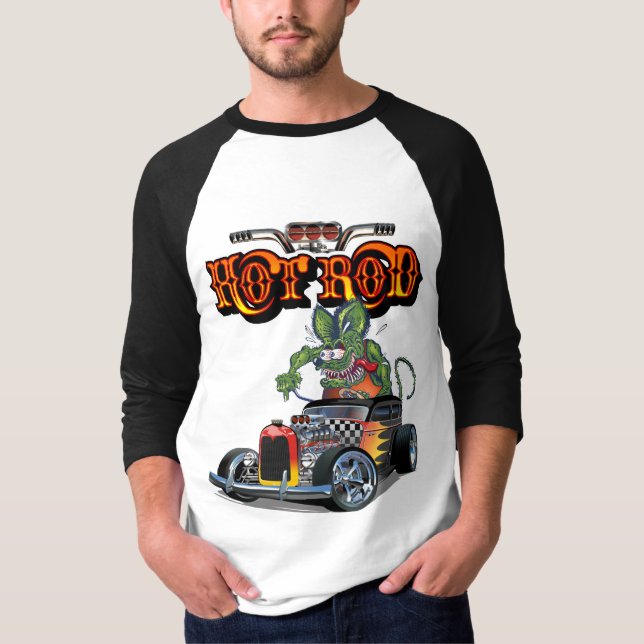Tecknad retro hot rod t shirt (Framsida)