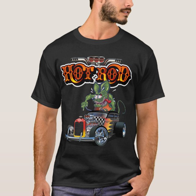Tecknad retro hot rod t shirt (Framsida)