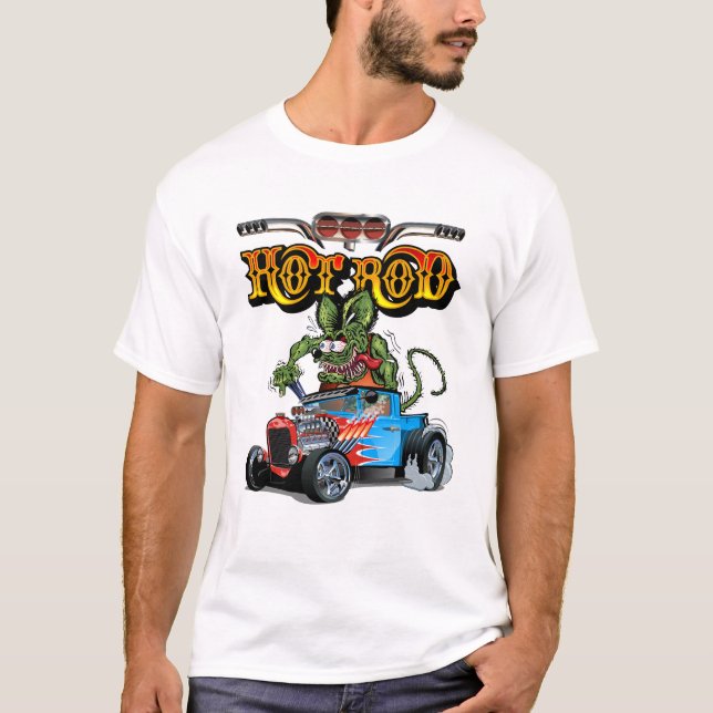Tecknad retro hot rod t shirt (Framsida)